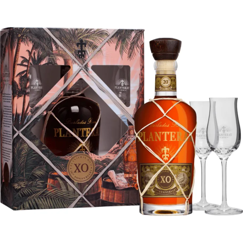 Planteray XO 40% 0,7 l (darčekové balenie 2 poháre)