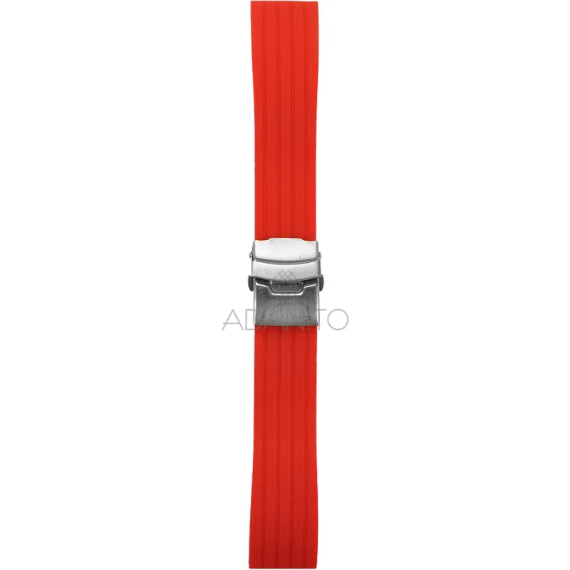 Silikónový remienok na hodinky s preklápacou sponou 22 mm červený ADANITO TS007R06S00-22
