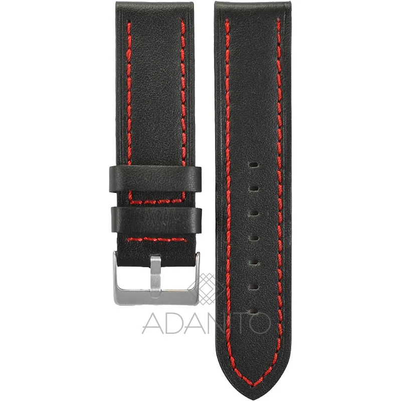 Kožený remienok na hodinky 22 mm čierny ADANITO TK001R01S06-22