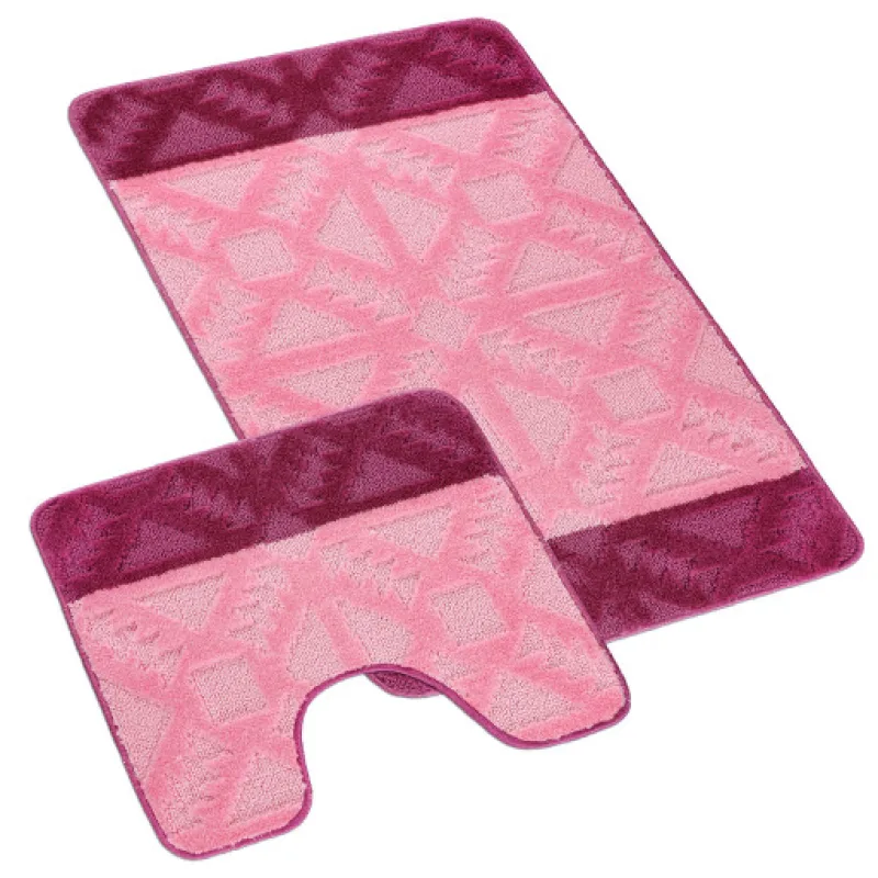 Bellatex Koupelnová sada BANY Gometrie růžová - sada 60x100, 60x50cm