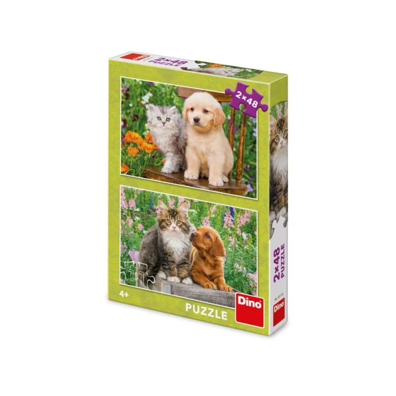 Dino PSÍK A MAČIČKA NA ZÁHRADE 2x48 Puzzle