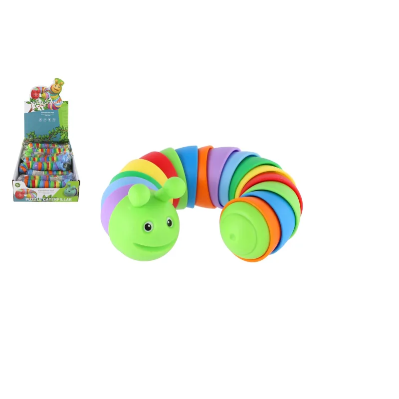 Teddies Húsenica ohybná antistresová plast 17cm mix farieb v sáčku 3x17cm