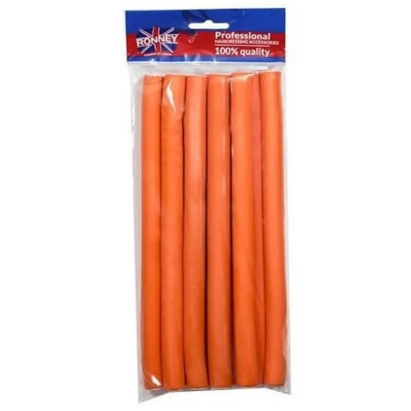 RONNEY Papiloty Flex Rollers Orange 10ks - papiloty na vlasy 16x210mm - oranžové