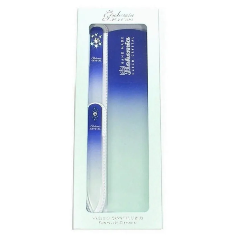BOHEMIA CRYSTAL Darčeková sada sklenených pilníkov Swarovski - 90mm, 140mm a na päty - modrá