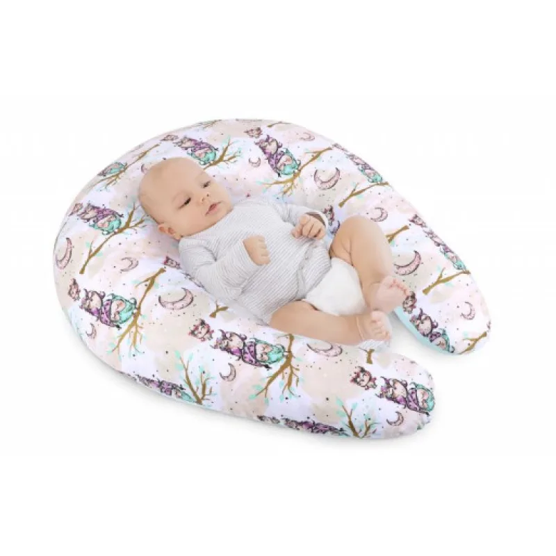 Bellatex Kojicí polštář s povlakem na zip, sovička na větvi - po obvodu 180cm