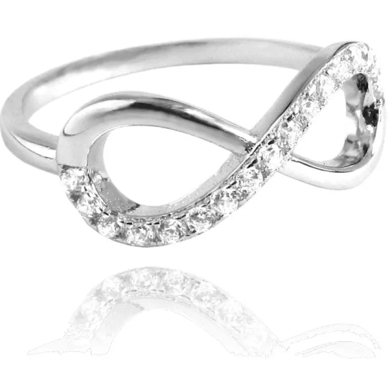 Strieborný prsteň Infinity s čírymi zirkónmi MINET JMAN0076SR, 56