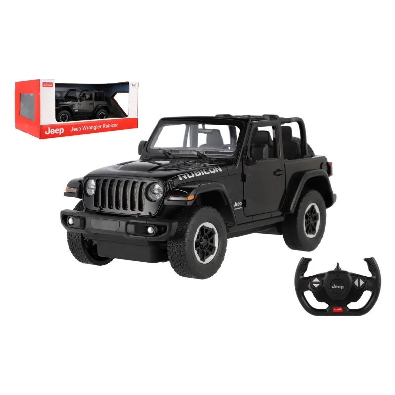 Teddies Auto RC Jeep Wrangler Rubicon čierny plast 29cm 2,4GHz na diaľk. ovl. na batérie v krabici 44x19x26