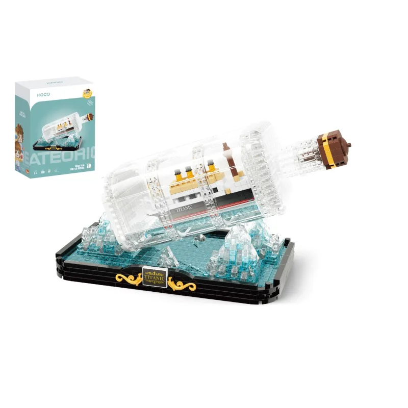 KOCO Stavebnica mini KOCO Titanic vo fľaši plast 918ks v krabičke 14x18x8cm