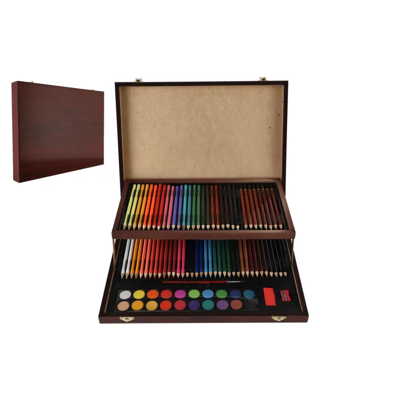 Teddies Sada na maľovanie - Art box kreatívna sada 91ks v drevenom kufríku vo fólii 38,5x29,5x5cm