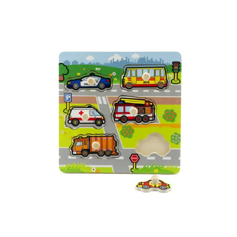 Teddies Vkladačka Moje prvé autá drevo 6ks 22,5x22,5x2,5 cm 12m+ MPZ