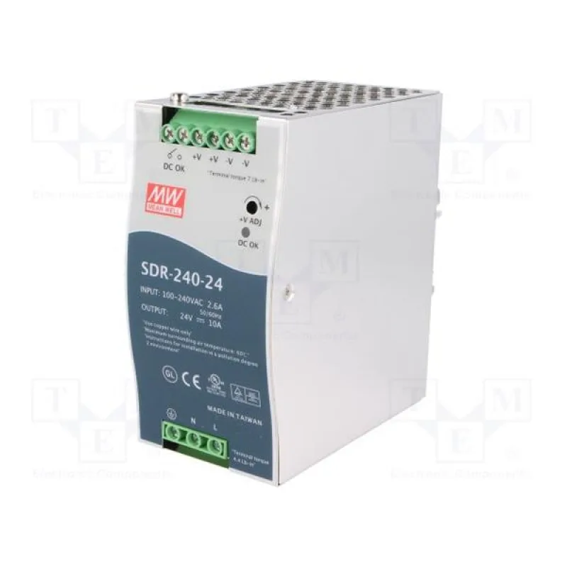 MEAN WELL MEANWELL - SDR-240-24 - Průmyslový napájecí spínaný zdroj 24V 240W na DIN SDR-240-24