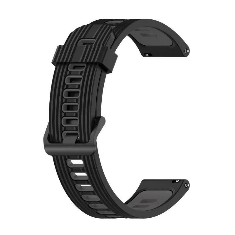 Silikonový řemínek dírkovaný černo šedý 20mm ESES 1530002564
