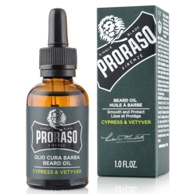 PRORASO Cypress Olej na bradu s vôňou cyprusu a ázijské trávy vetiver 30ml