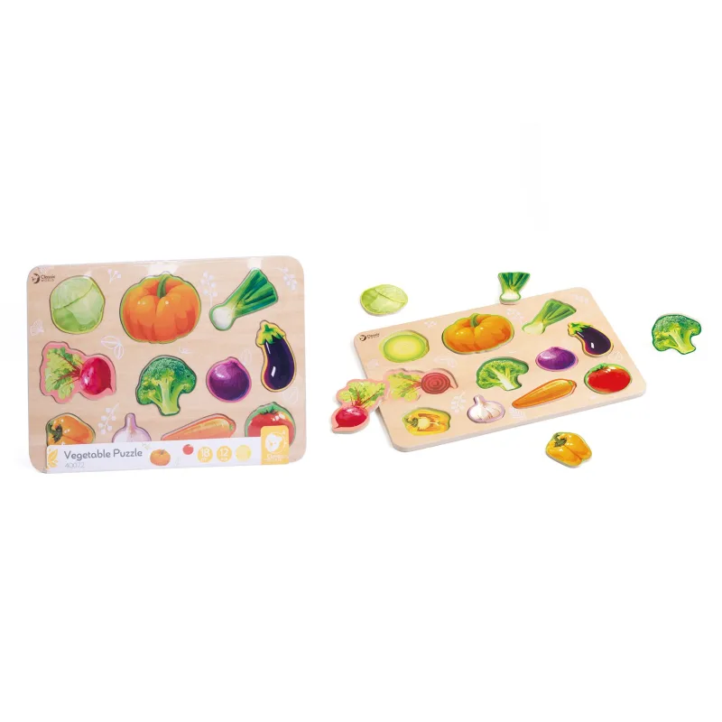 Teddies Puzzle/Vkladačka doskové zelenina drevo vo fólii 30x21cm 18m+
