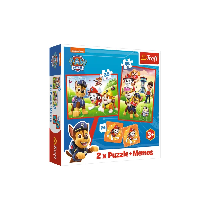 Trefl Puzzle 2v1 + pexeso Psí tím Labková patrola/Paw Patrol 27,5x20,5cm v krabici 28x28x6cm