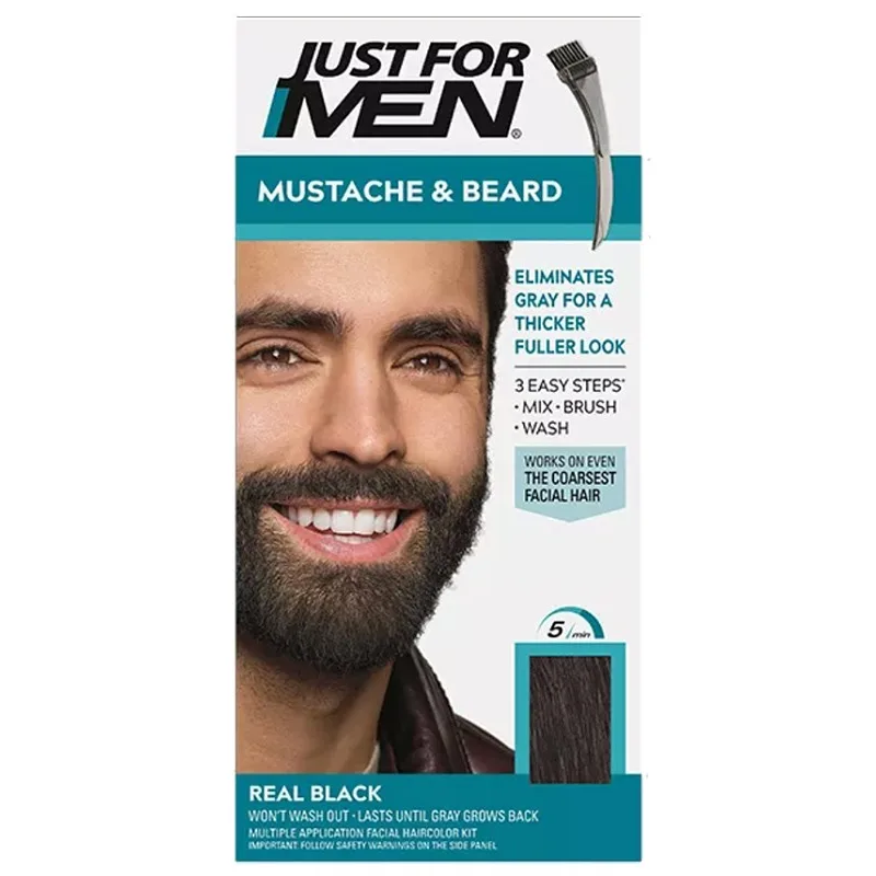 BARBER JUST FOR MEN M-55 Mustache And Beard REAL BLACK - farba na vlasy a fúzy - čierna