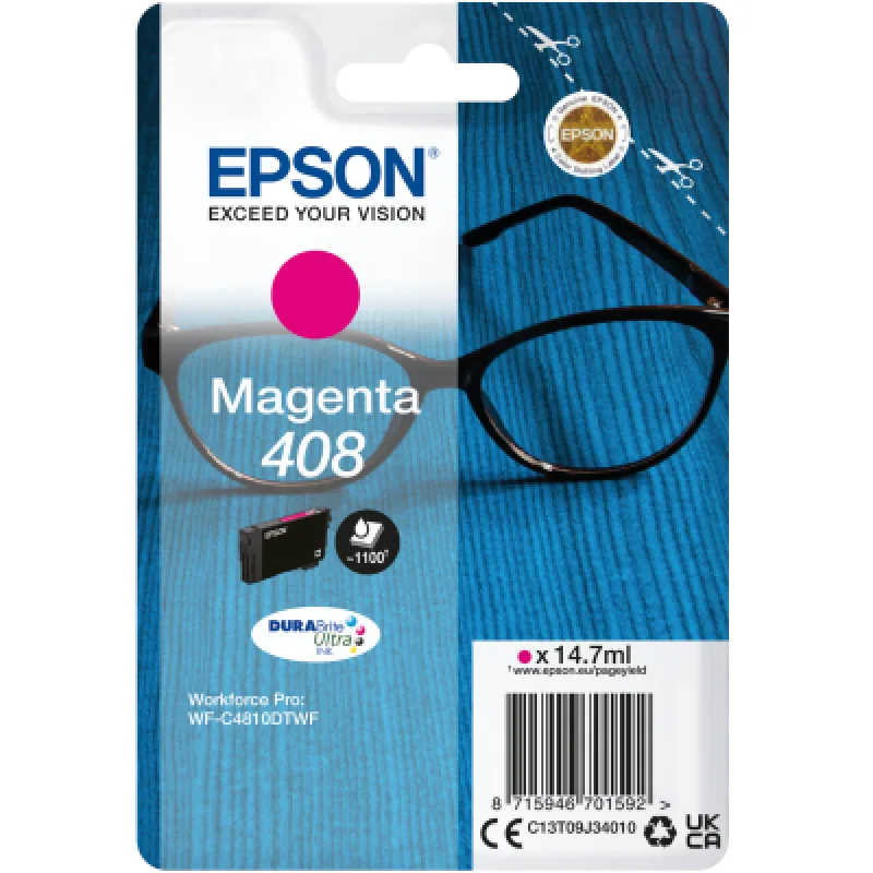 EPSON Singlepack Magenta 408 DURABrite Ultra Ink C13T09J34010