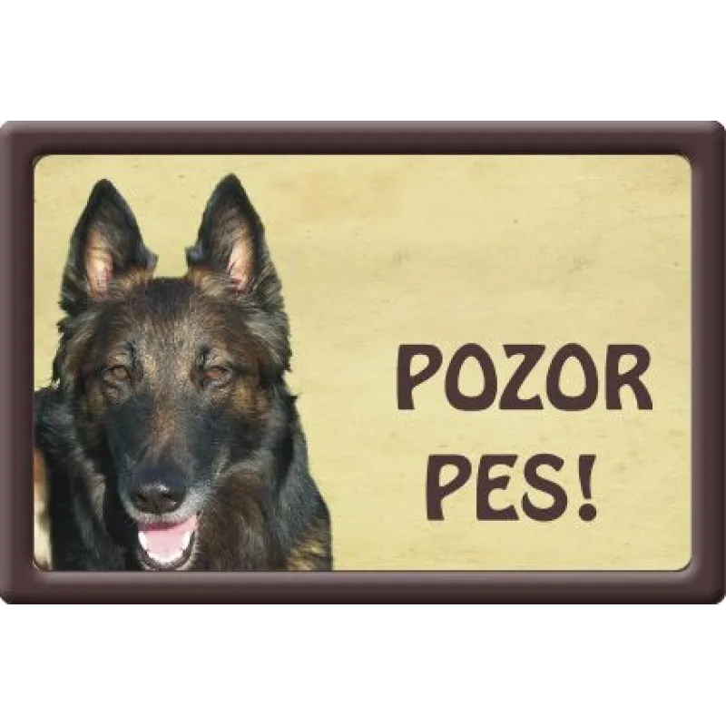 Plechová psí cedule, Belgický ovčák, Pozor pes