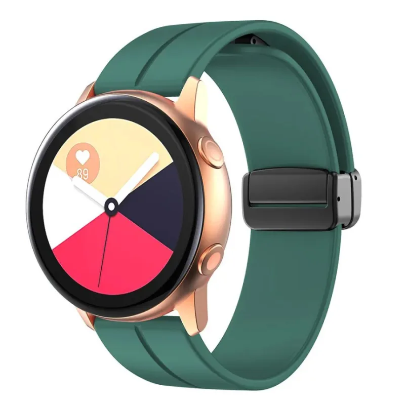 Silikonový řemínek s magnetickou přezkou 22 mm - Tmavě zelený ESES 1530004041
