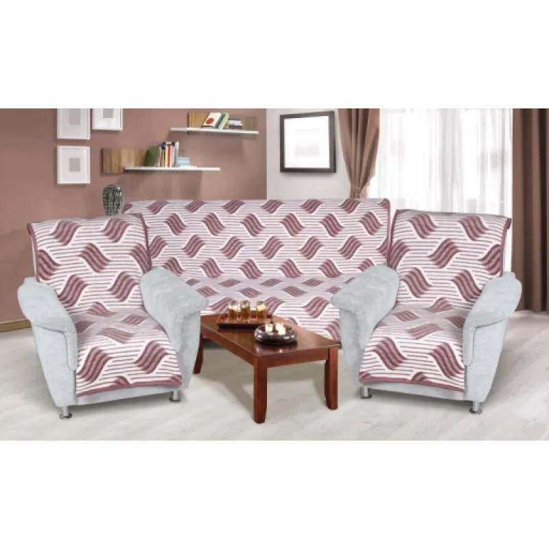 Bellatex Souprava Karmela PLUS 3+1+1 Vlnka burgundy - 1x 150x200+2x 65x150 cm
