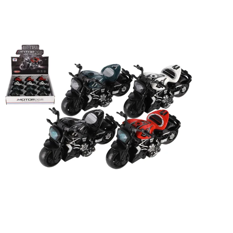 Teddies Motorka kov/plast 10cm na spätné natiahnutie 4 farby