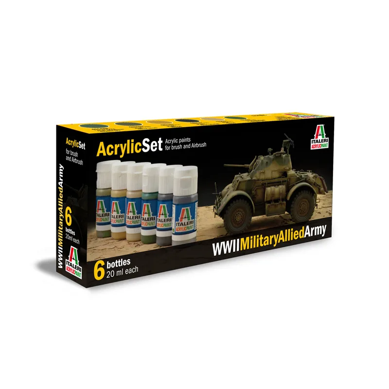 Italeri Sada akrylových barev 440AP - WWII MILITARY ALLIED ARMY 6 ks