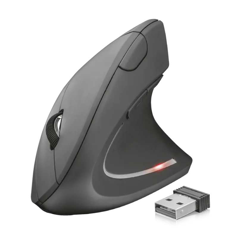 TRUST Verto/Vertikální/Optická/Pro praváky/1 600 DPI/Bezdrátová USB/Černá 22879