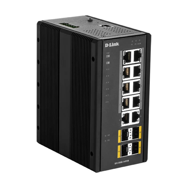 D-Link DIS-300G-14PSW Industrial Gigabit Managed PoE Switch with SFP slots DIS-300G-14PSW