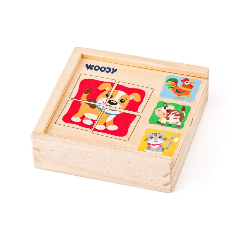 Woody Minipuzzle - Zvieratká v dreve. krabičke