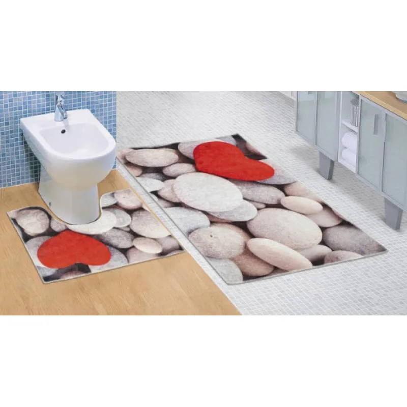 Bellatex koupelnová předložka sada 3D tisk Světlé kameny - 60x100, 60x50cm