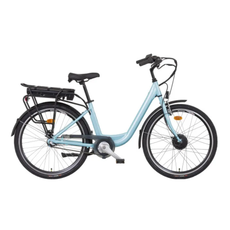 Liberty elektrokolo e-VIA 3spd 26" přední motor, 36V/17,5Ah, 2025 tyrkysové, Přední vidlice Odpružená