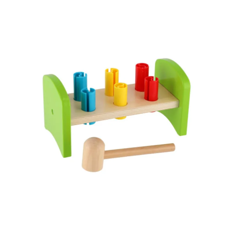 Dětská zatloukačka s kladívkem, dřevo - plast, 21cm