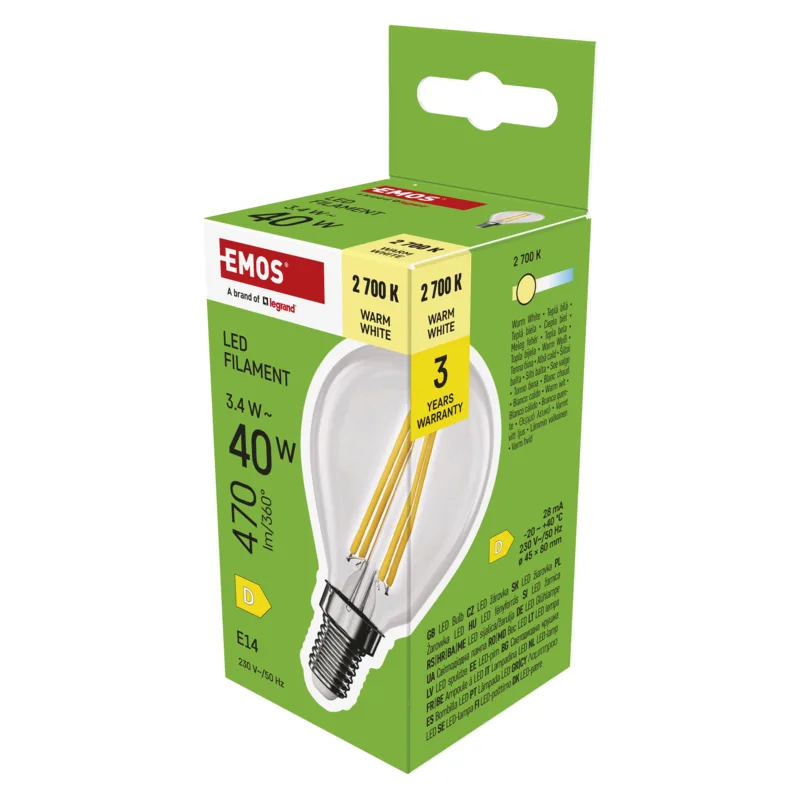 EMOS LED FLM MINI GL 3,4W(40W) 470lm E14 WW 1525731252