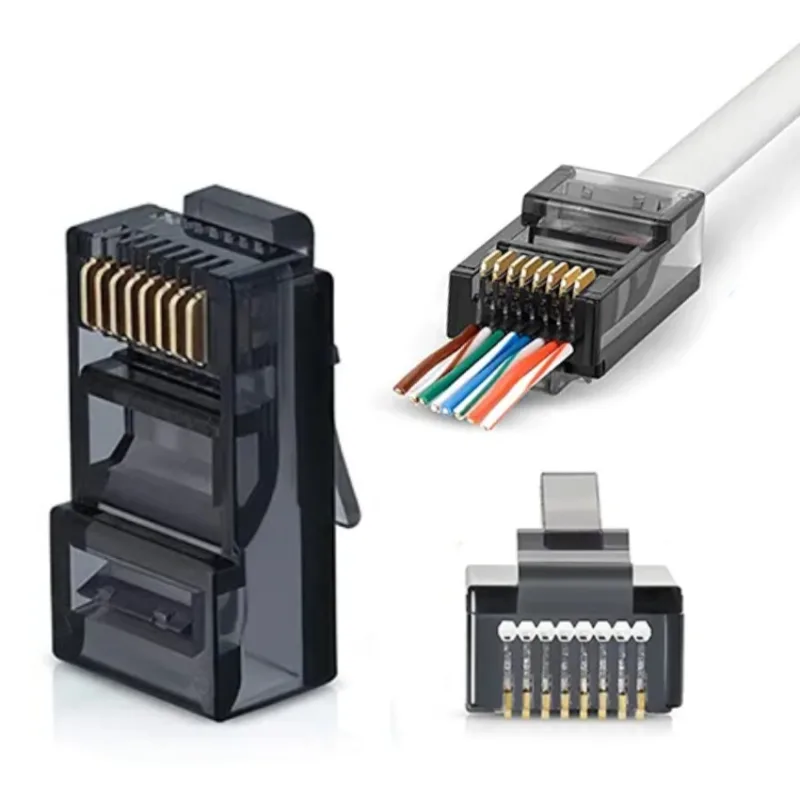 W-Star Konektor UTP RJ45EZ Cat5e100ks pozlacený, černá, pass through RJ45EZ5KS RJ45EZ5KS