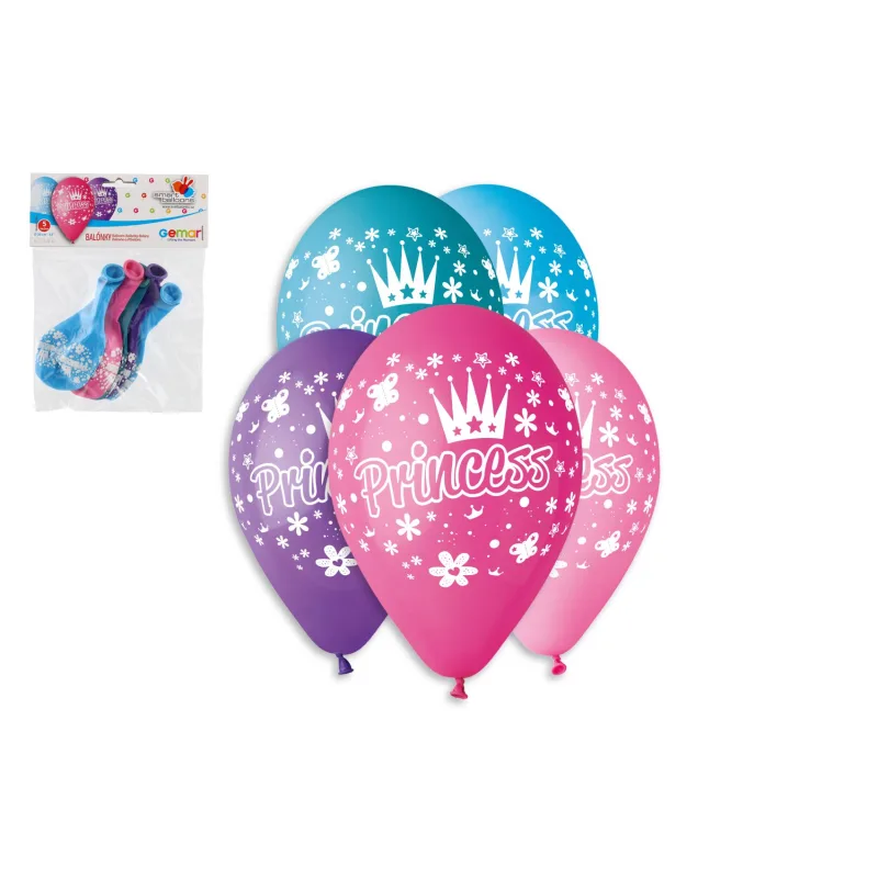 Smart Balloons Balónik/Balóniky nafukovacie princezné 12'' priemer 30cm 5ks v sáčku