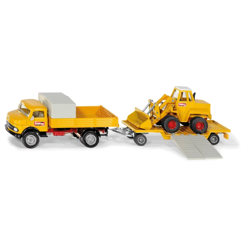 SIKU Super 4117 - súprava Mercedes-Benz 710 prevážajúca nakladač 411 Bölling 1:50