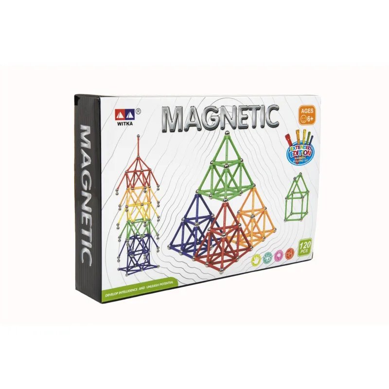 Teddies Magnetická stavebnica 120 ks plast/kov v krabici 28x19x5cm