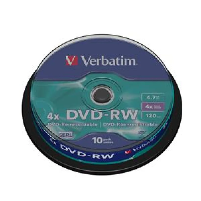 VERBATIM DVD-RW(10-Pack)Spindle4x/DLP/4.7GB 43552