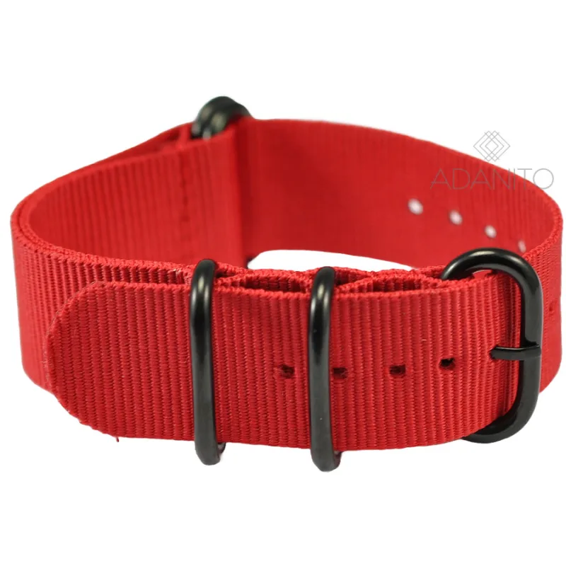 Nylonový Nato remienok na hodinky 20 mm červený ADANITO NATO1RED20
