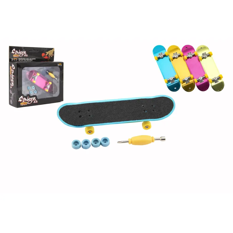 Teddies Skateboard prstový skrutkovací plast 9cm s doplnkami, 4 farby