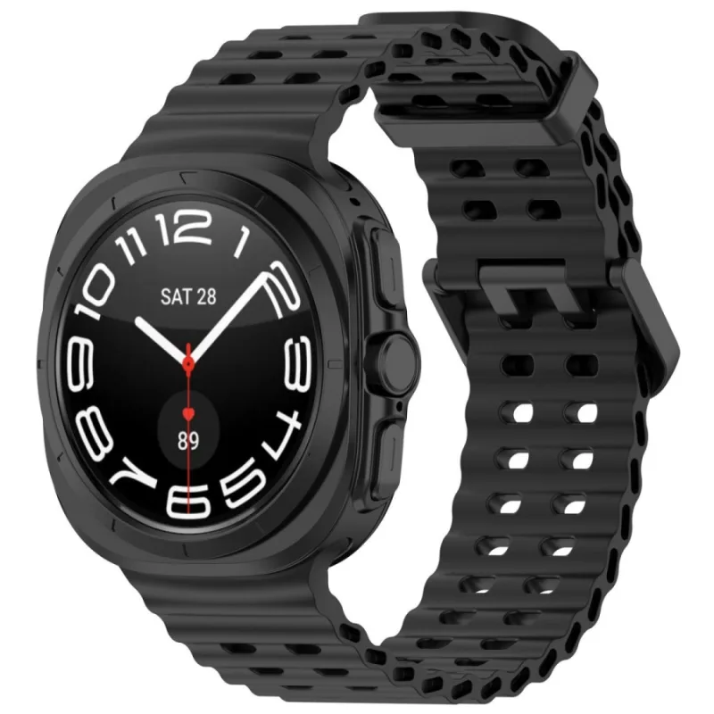 Silikonový dírkovaný řemínek pro Samsung Galaxy Watch Ultra 47 mm - Černý ESES 1530006156