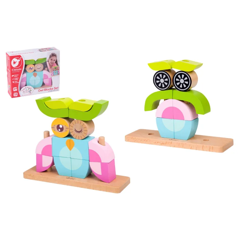 Teddies Skladačka Sova drevo 19ks v krabici 23x19x6,5cm 18m+