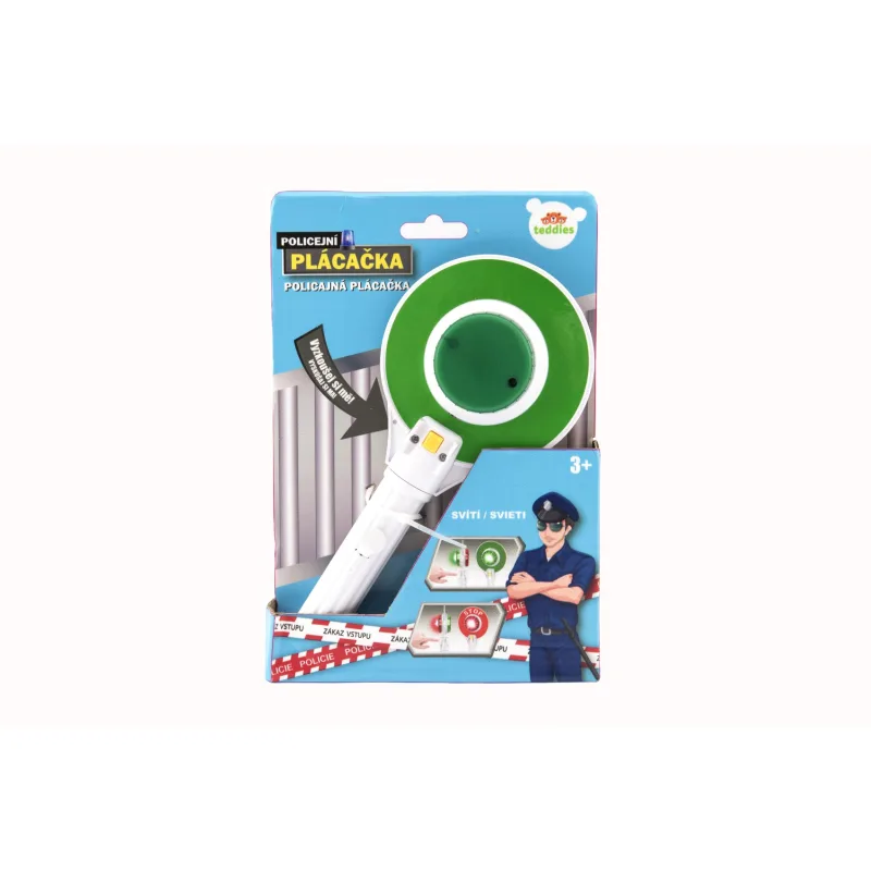 Teddies Policajná plácačka plast 23cm na batérie so svetlom v krabičke 17x25x4cm