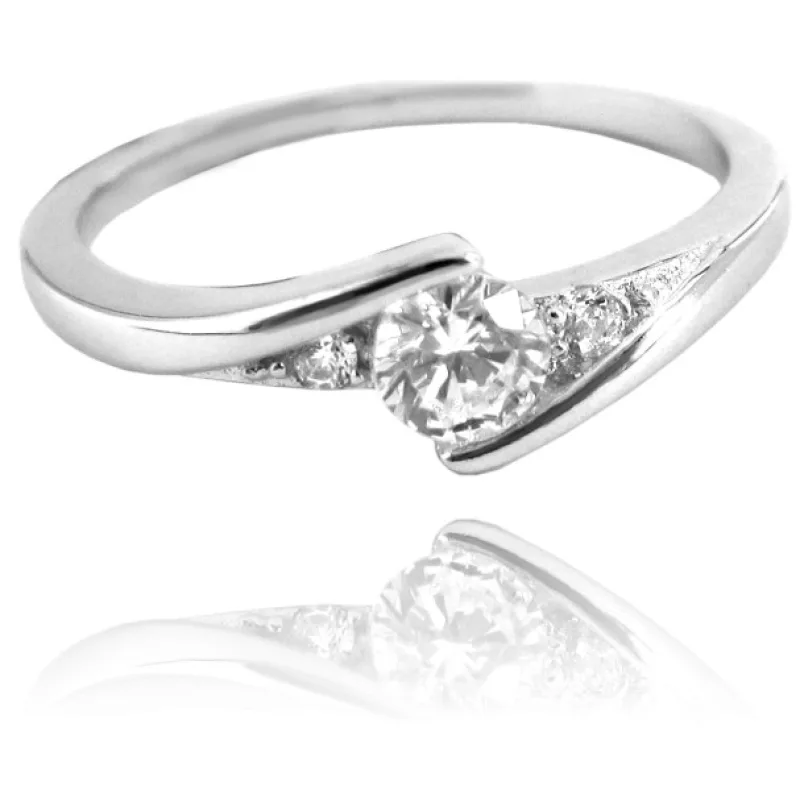 Elegantný strieborný prsteň s čírymi zirkónmi MINET JMAN0046SR, 47