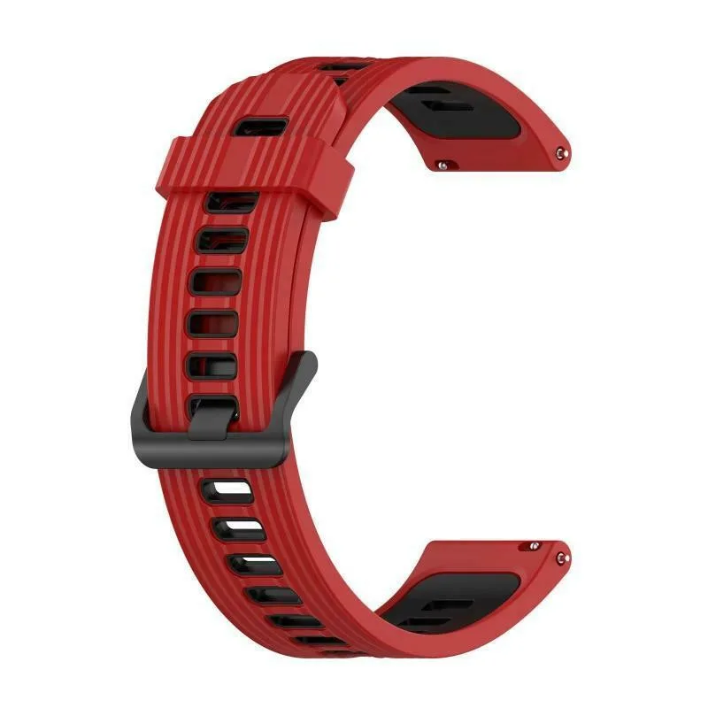 Silikonový řemínek dírkovaný červeno černý 20mm ESES 1530002565