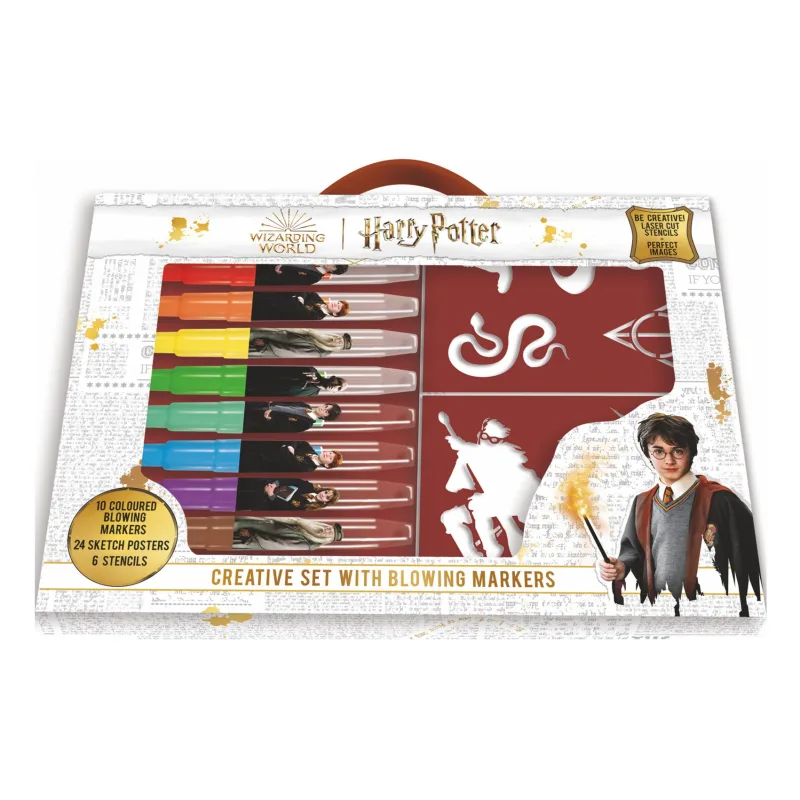Jiri Models Kreatívna sada fixy fúkacie 10ks so šablónami Harry Potter v krabici 38x28cm