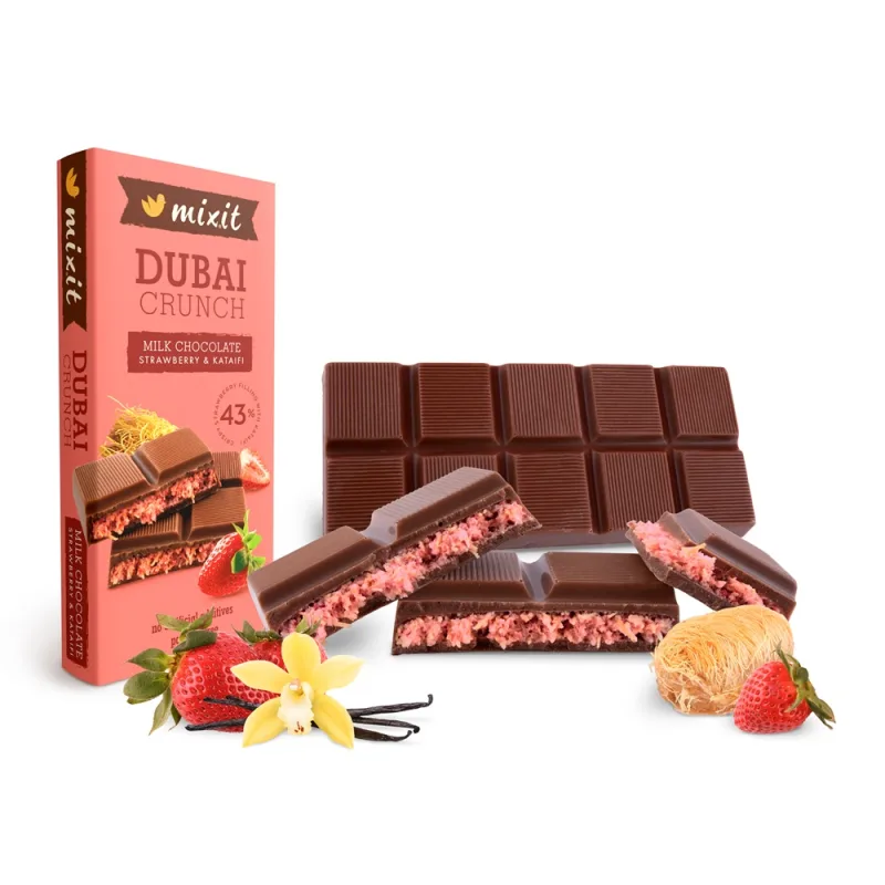 Dubajská čokoláda Mixit s jahodovou náplňou 70g