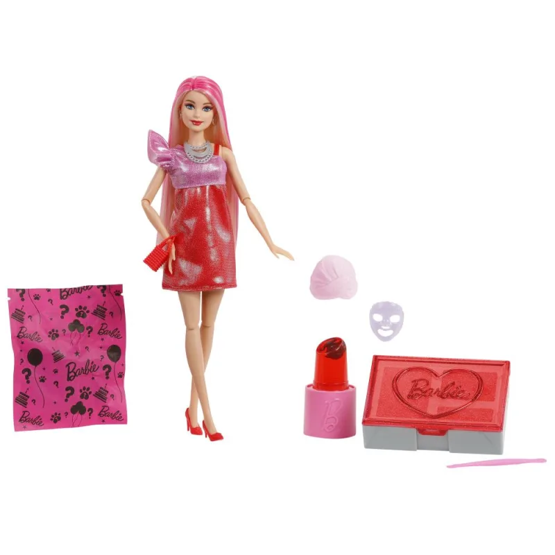 Mattel Barbie PARTY REVEAL BARBIE GLAM PARTY - ČERVENÁ