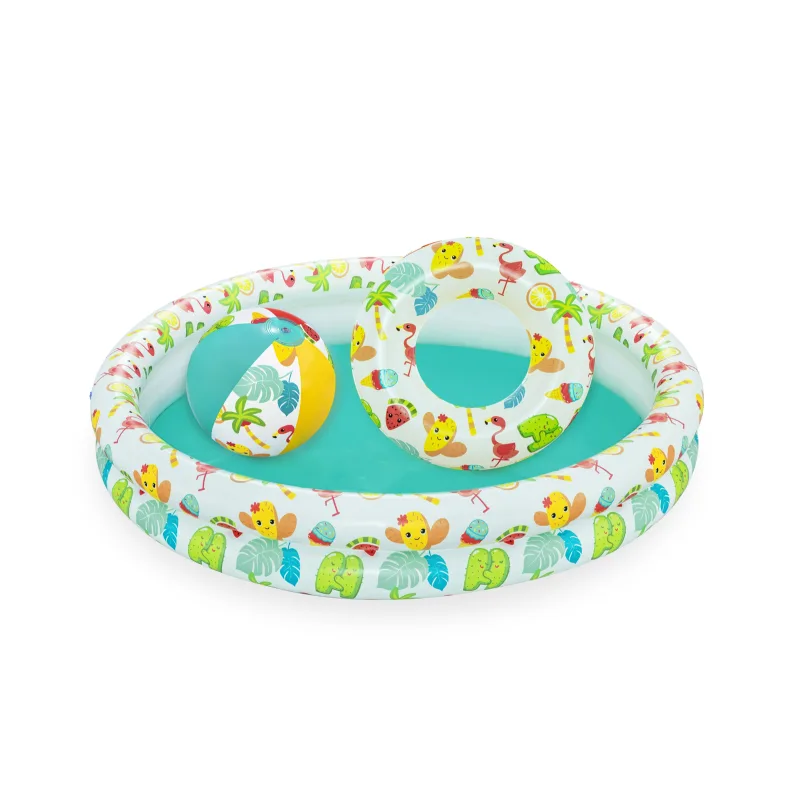 Bestway Nafukovací SET - bazén 112 cm, plávací kruh 51cm, lopta 41x15cm