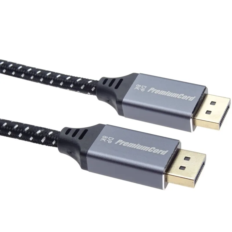 PremiumCord DisplayPort 1.4 přípojný kabel, kovové a zlacené konektory, 2m kport10-02